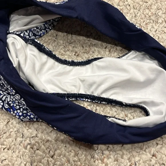 Lands End Tankini Set Sz 10 Navy Floral Underwire Summer Pool Full Coverage - Picture 9 of 11